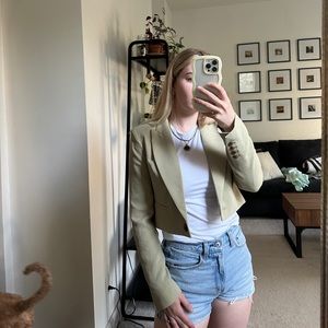 XS Express Cropped Baby Green Blazer